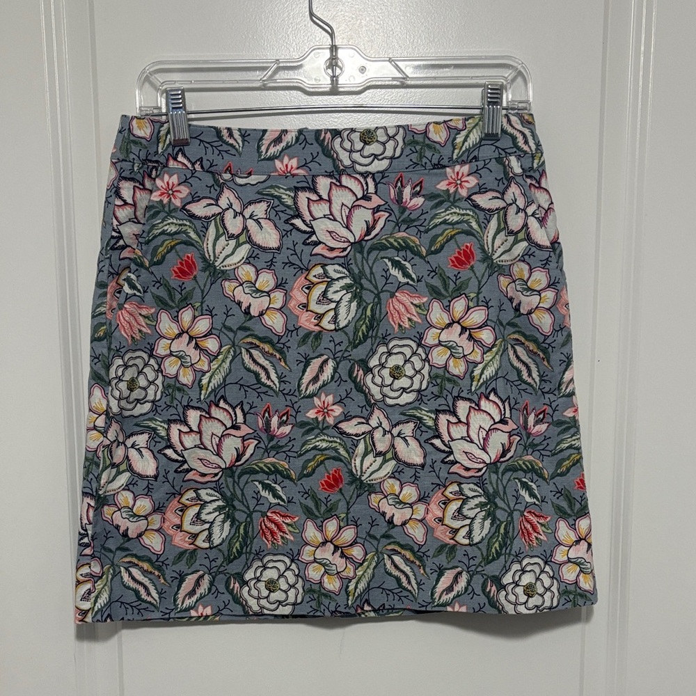 LOFT Floral Jacquard Mini Skirt in Blue, Pink and Green